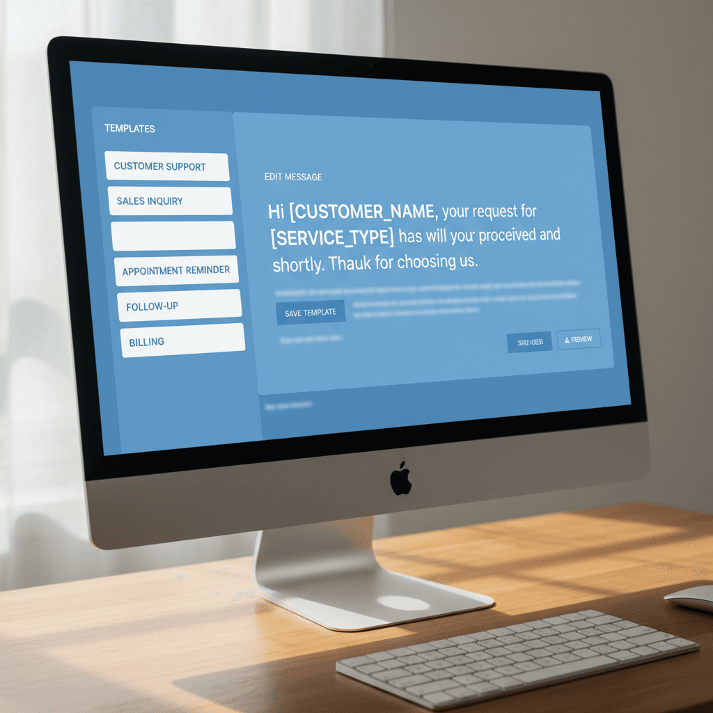 SMS message template editor interface