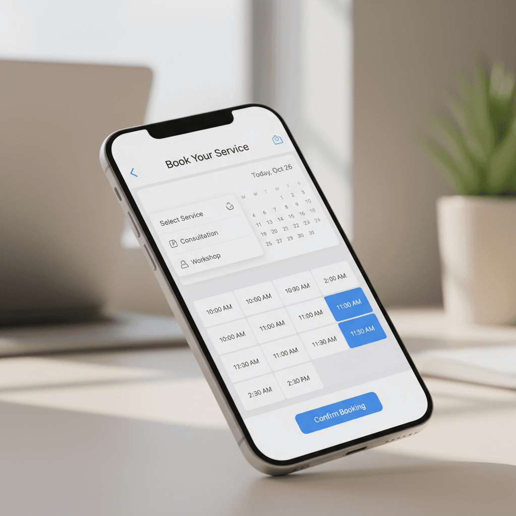 Online booking calendar on mobile device