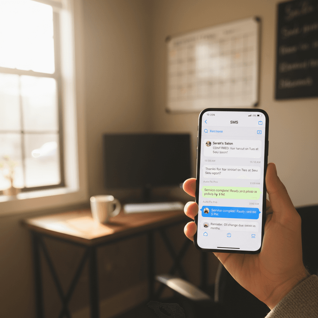 SMS follow-up messages on phone screen