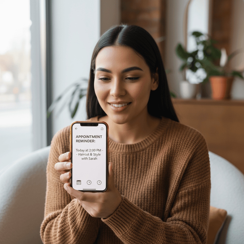 Customer receiving appointment reminder