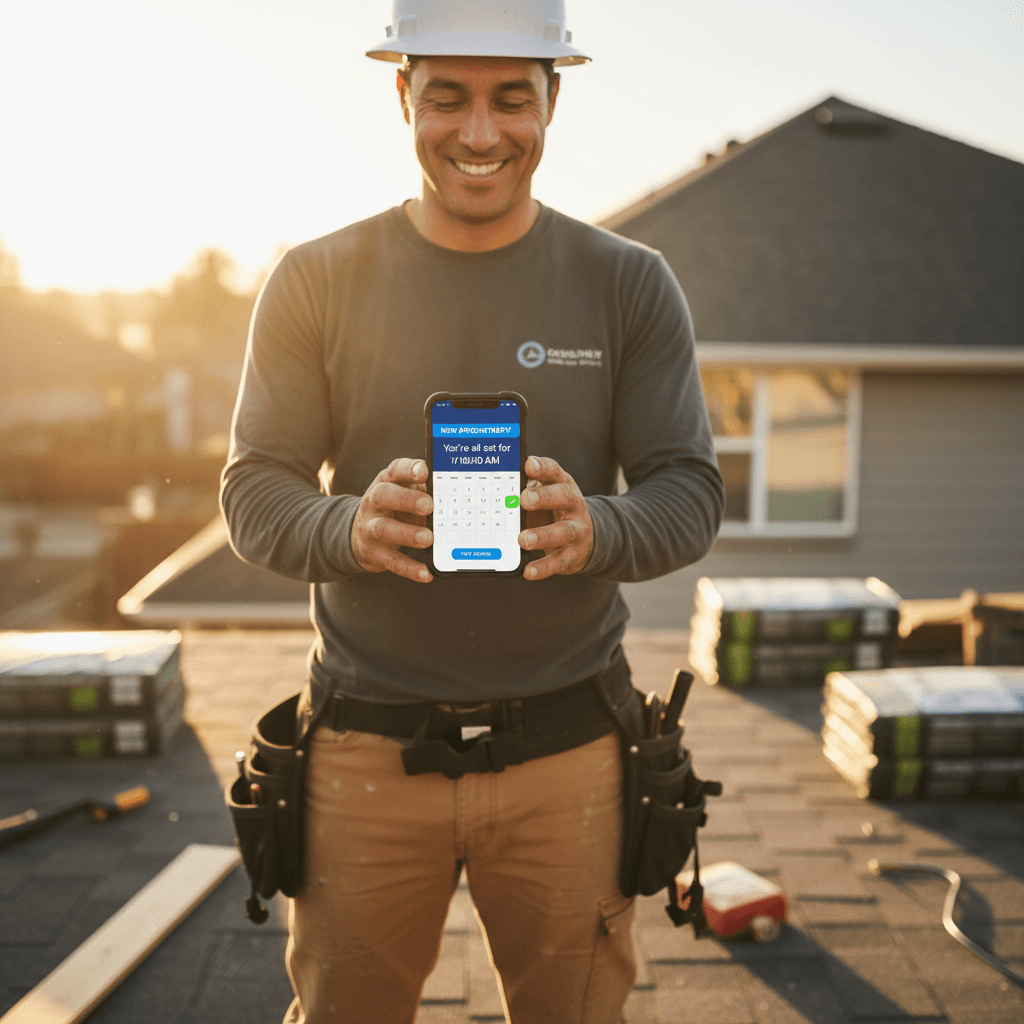 Service professional receiving automated appointment booking notification