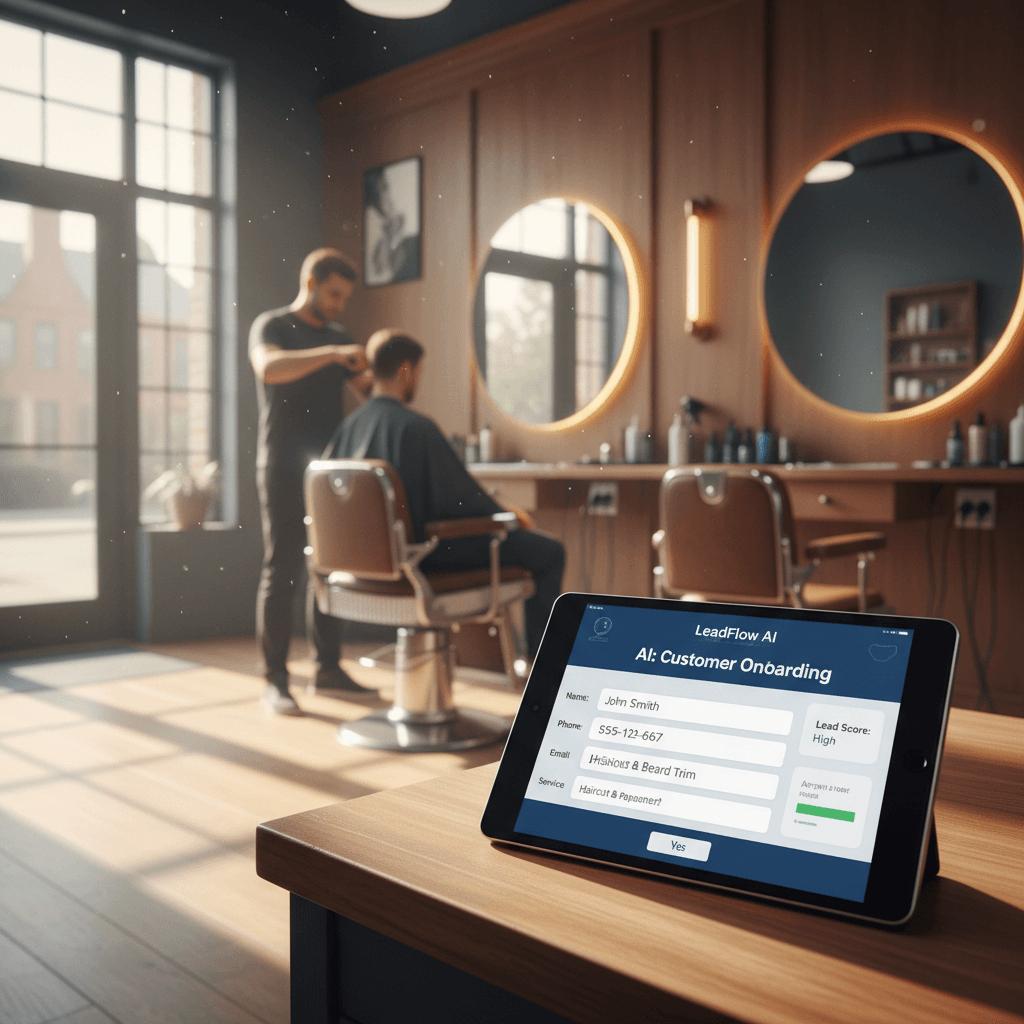 LeadFlow AI chatbot collecting lead information in a service business